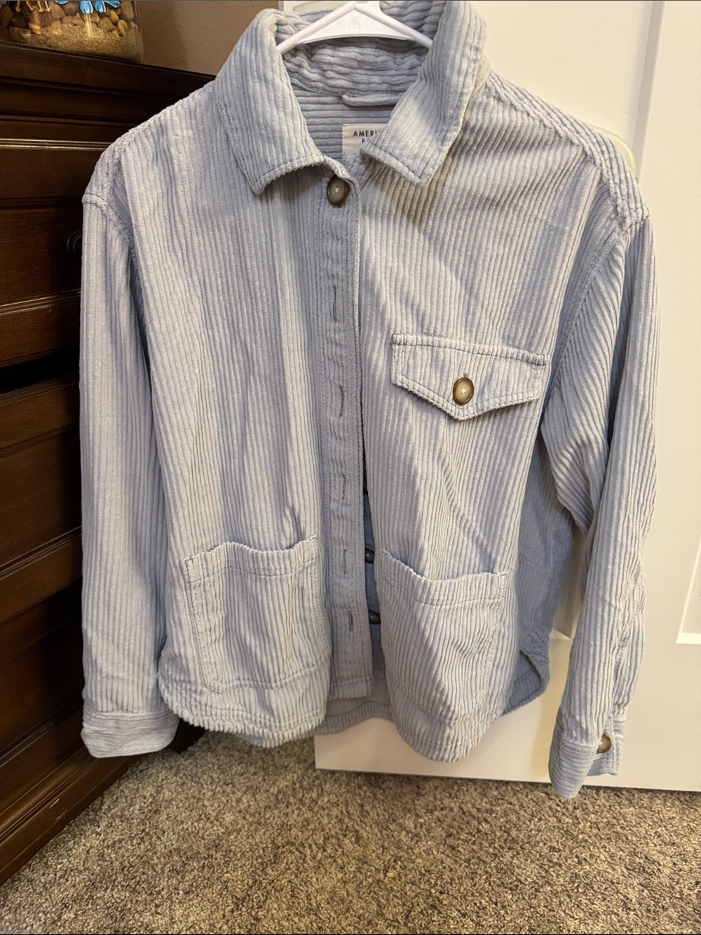 American Eagle Outfitters Pale Blue Corduroy Shirt Jacket